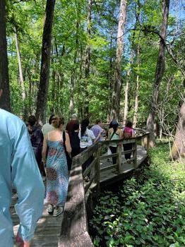 Participants at the SETAC South Central 2025 Chapter meeting going for nature walk