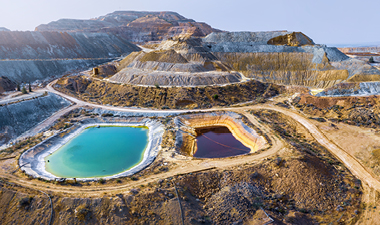 Skouriotissa copper mine in Cyprus with ore piles