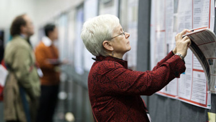 Woman looking at poster at the SETAC Portland 2010 meeting