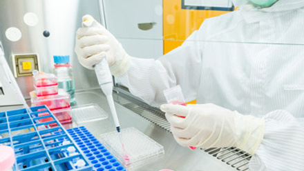 Scientist in lab doing testing