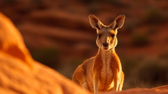 kangaroo-desert-with-red-rocks-background