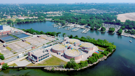 Aerial view of Ashbridges Bay Wastewater Treatment Plant in Toronto, small size