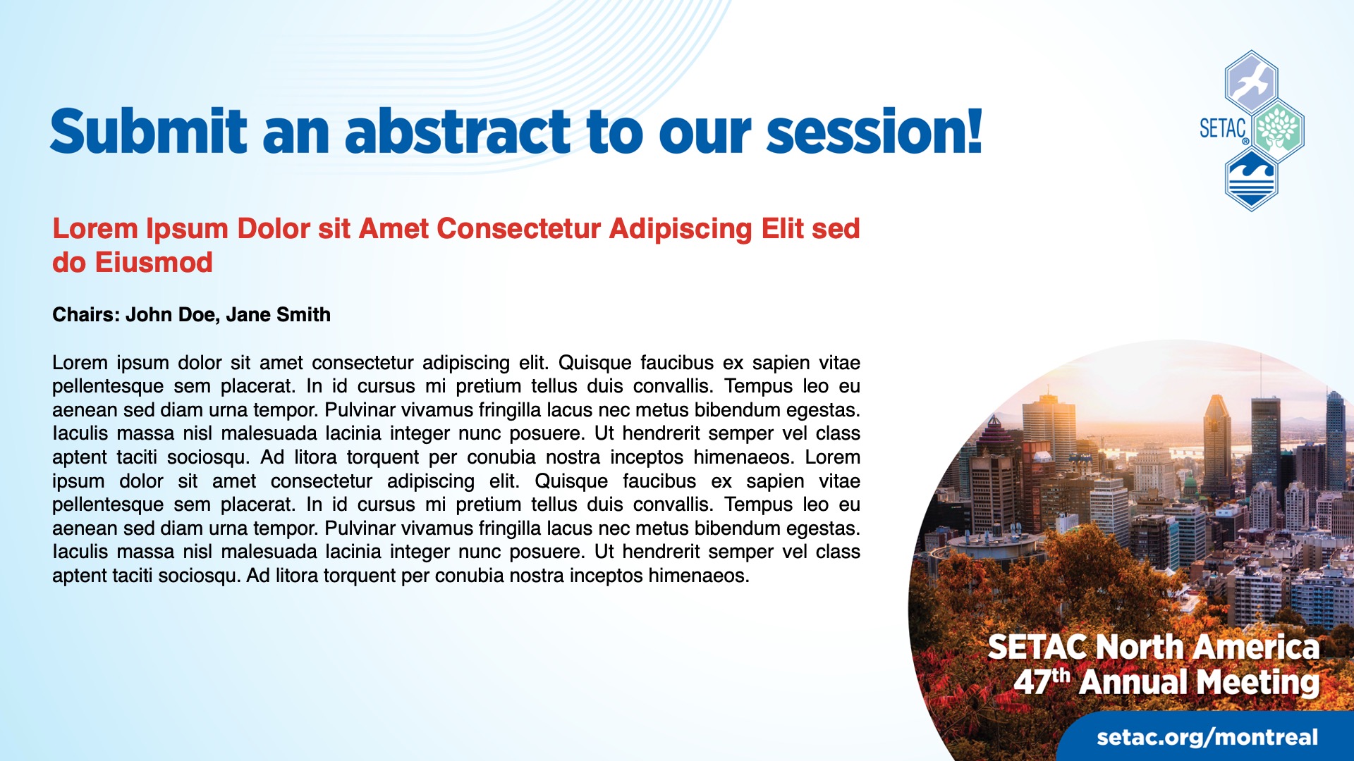 SETAC Montreal session advertising PowerPoint template