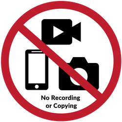 Sign with recording devices crossed out and no recording or copying text