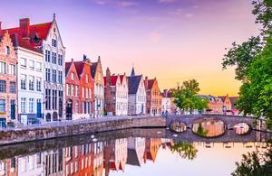 Bruges Spiegelrei Canal at Sunrise