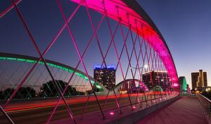 Fort Worth West 7th Street Bridge, colorful lights