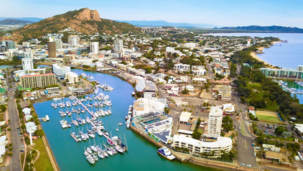 Townsville harbor aerial view, Queensland, Australia