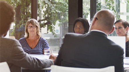 Professionals meeting, office setting