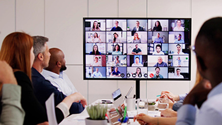 video conference, office setting