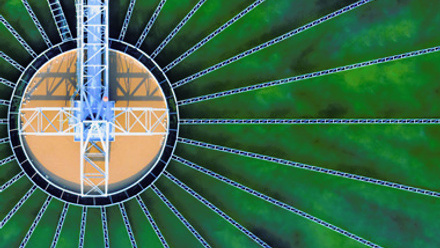 Aerial view of wastewater treatment plant